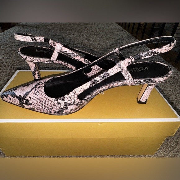 Michael Kors Alora Snake Embossed Leather Slingback Pump - Picture 4 of 7